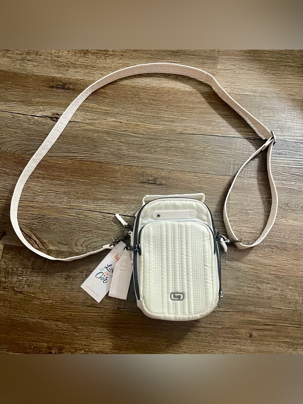 Lug Skeeter Mini B Crossbody Bag Purse NWT White Travel Adjustable Strap Zipper - Picture 2 of 16